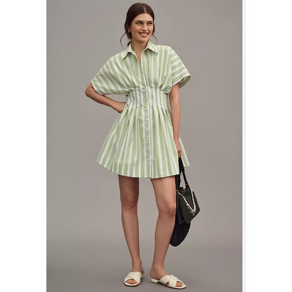 Anthropologie Dresses & Skirts - Anthropologie Tobie Button-Front Pleated Shirt Dress Mini Edition XS